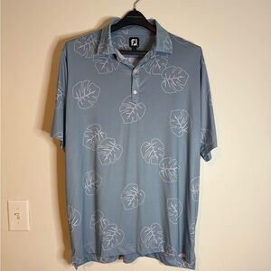 FootJoy Men's Leaf Pattern Polo in Light Blue